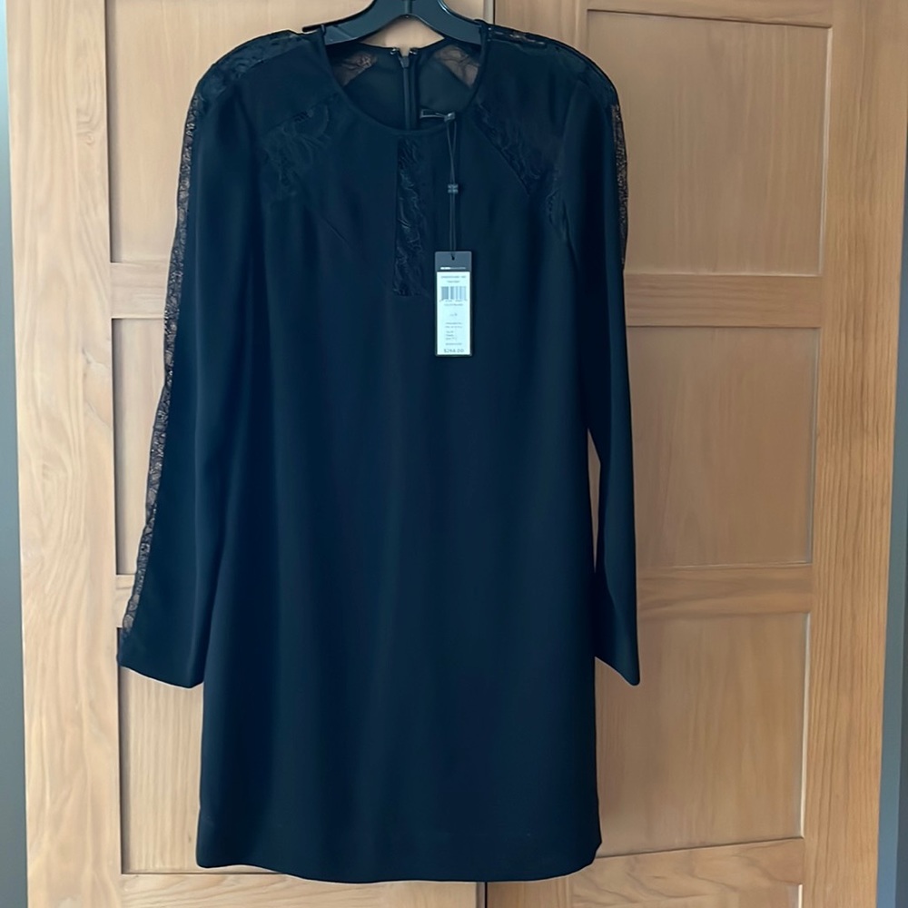 Gorgeous NWT BCBG little black dress LBD with lace accents size S.